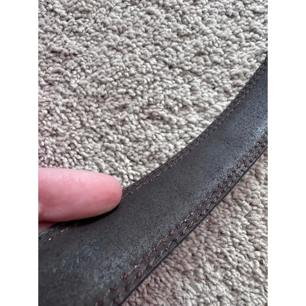 Dockers Brown Leather Belt Men's Waist Size 36 w/ Silver Hardware